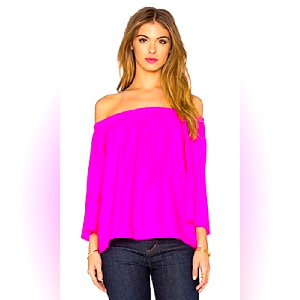 Amanda Uprichard Nirvana off the shoulder top neon hot pink light magenta S